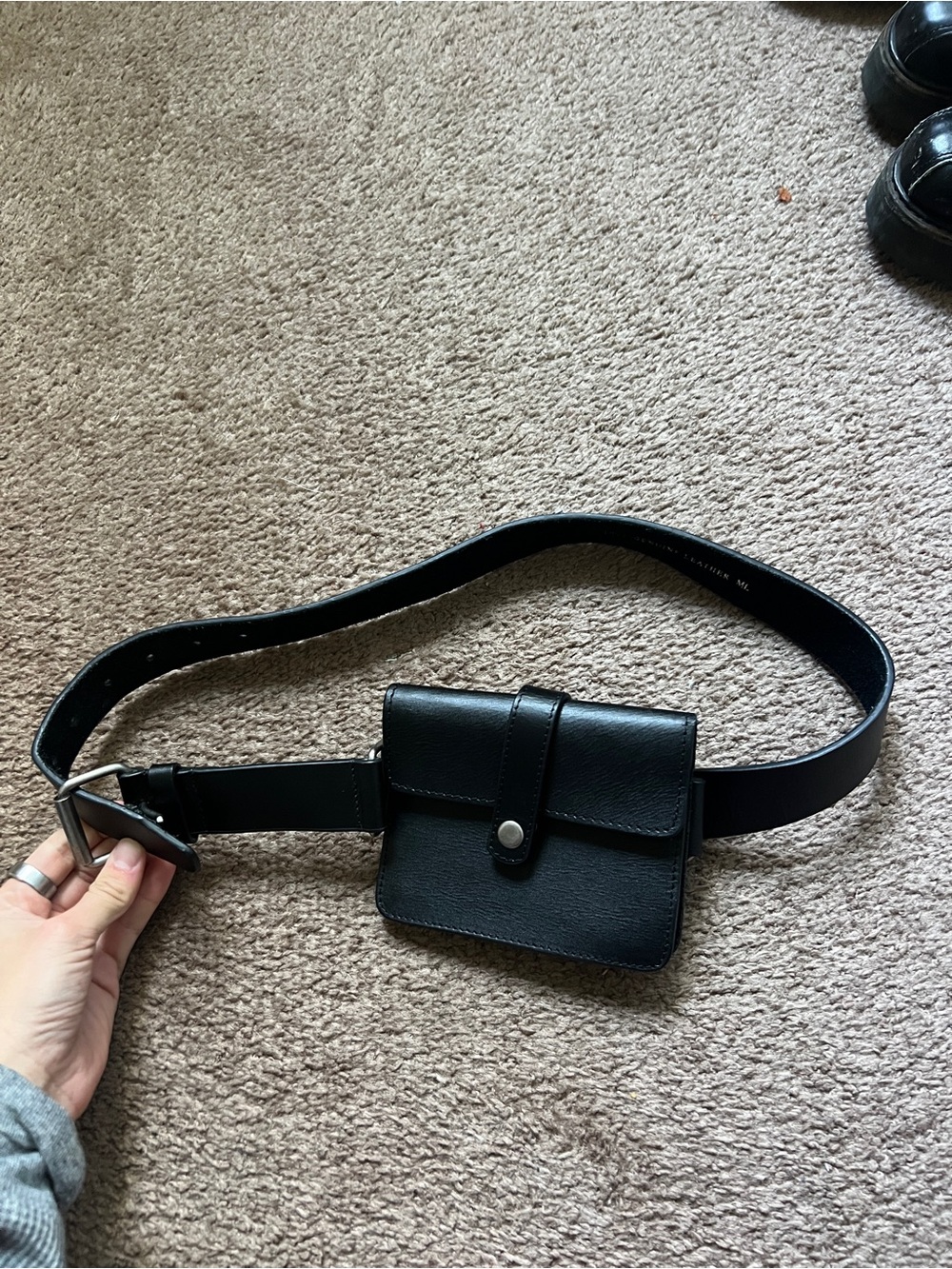 Black Leather Belt Bag